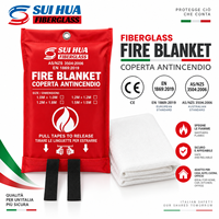 Couverture anti-feu en fibre de verre EN 1869:2019 pour usage domestique, emballage individuel pour distributeurs italiens, emballage prêt à la vente en gros