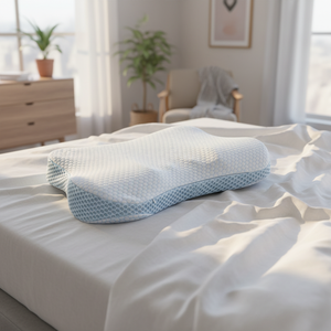 Almohada Ergonómica de Espuma Viscoelástica con Certificación OEKO-Tex, Forma de Mariposa, para Soporte Cervical, para Dormir de Lado y Boca Arriba, Sueño Profundo - Product Image 1