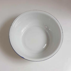 Vente en gros de grand bol à mélanger en fonte émaillée de 50 cm, émail blanc - Product Image 6