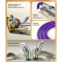 Nueva tendencia personalización Multi cargador rápido aleación de aluminio 1M silicona USB carga datos USB Cable 240W 4 en 1 para teléfono 16