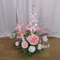 Boule de fleurs miniatures C-422 blanche avec verdure, petite boule florale 30cm 40cm, centres de table pour décoration de mariage et de fête