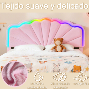 <span class=keywords><strong>Letto</strong></span> con Testiera a Forma di Conchiglia, 400 Colori, Sincronizzazione Musicale, Luce RGB, Caricatore USB Type-C, Cassetto Estraibile, <span class=keywords><strong>per</strong></span> Camera da <span class=keywords><strong>Letto</strong></span> Femminile - Product Image 3