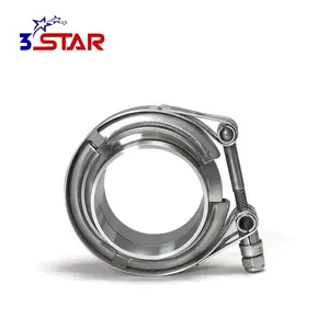 Collier de serrage d'échappement réglable à dégagement rapide en acier inoxydable 304 poli argenté de 1,5 à 6 pouces - Product Image 1