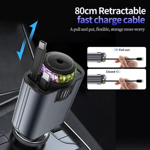 NEW Arrival Starlight Retractable Car <b>USB</b> Charger, 66W 5 in 1 Fast Charging, Car Air Freshener & 2 <b>USB</b> Ports Car Charger Adapter - Product Image 3
