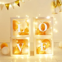 Vente en gros de boîtes transparentes en PVC 30*30*30, boîte à lettres personnalisée, boîte surprise, boîte à ballons transparente pour la décoration de fête