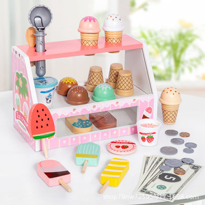 Juego de rol de madera <span class=keywords><strong>para</strong></span> bebés, carrito de helados, juegos educativos preescolares, <span class=keywords><strong>caja</strong></span> <span class=keywords><strong>registradora</strong></span>, juego de cocina, juguetes <span class=keywords><strong>para</strong></span> niños y <span class=keywords><strong>niñas</strong></span> - Product Image 2