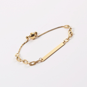 Custom 18K PVD Gold Stainless Steel Adjustable Cured Bar Bracelet | Blank For Custom Laser <b>Engraving</b> Ideal For Personalized Gift - Product Image 3