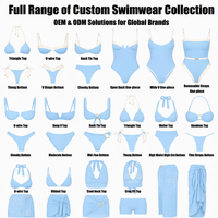Maillot de bain deux pièces pour femme, coupe haute, style bohème, avec haut triangle en dentelle et breloques coquillages, en tissu Repreve, personnalisable avec marque privée
