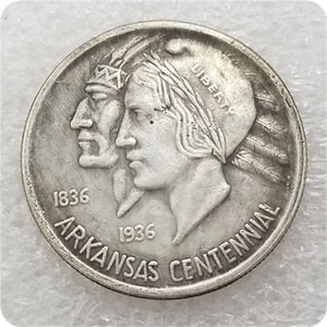 Copie de la pièce de monnaie américaine ancienne, Demi-Dollar d'Arkansas de 1937, en alliage de laiton. - Product Image 3