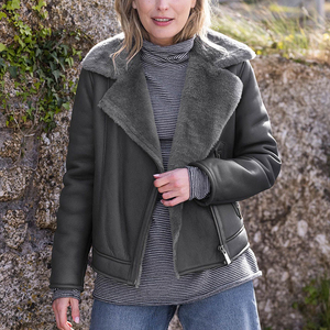 NAFA OEM Womens Ladys Classic Vintage cuello con muescas chaqueta de piel de cordero para el frío mal tiempo - Product Image 1