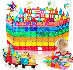 Blocs magnétiques pour les jouets d'apprentissage des STEM de 3 <span class=keywords><strong>ans</strong></span> et plus Tuiles de construction résistantes Jeux pour enfants Garçons et filles - Product Image 3