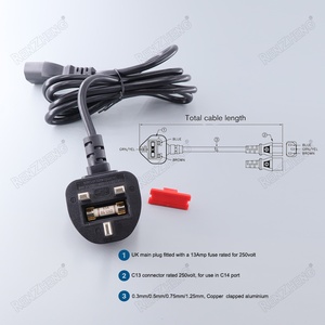Chất lượng cao 3 pin UK AC dây nguồn cho Ấm đun nước cổng máy tính xách tay & PC nguồn kết nối với BS nam IEC nữ End 13A Đánh giá hiện tại - Product Image 5