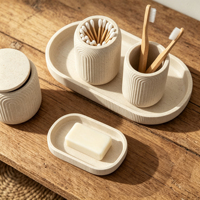 Ensembles de salle de bain de luxe en polyrésine, 5 pièces, décorations modernes pour hôtel et maison, accessoires de salle de bain en résine écologiques pour la maison