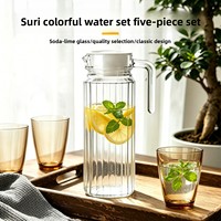 Ensemble de bouteilles à eau froide en verre Hxglass, ensemble de tasses à thé, design minimaliste, pot à jus de fruits, ensemble de carafe et 6 verres