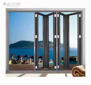 Fuson il più popolare porte esterne a fisarmonica in alluminio vetro Bi porte pieghevoli con sistema pesante