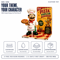 Figurine personnalisée OEM en PVC, jouet en vinyle, figurine décorative de pizzeria, miniature de mascotte alimentaire, statue, ornement de bureau, cadeau