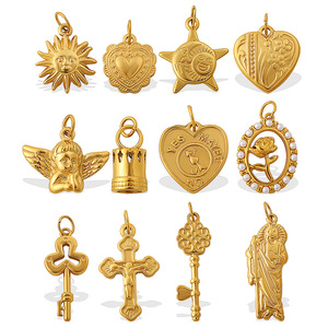 Colgantes de acero inoxidable chapados en oro de 18 quilates con formas mixtas estilo retro oceánico europeo-americano para la fabricación de collares - Product Image 5
