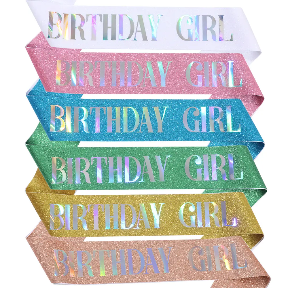 Customized Birthday Sash Gold Glitter Party Shoulder Straps Welcome Belt Birthday Girl Queen Sash For Women Sash