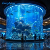 Acuario cilíndrico acrílico personalizado Grandview de 1.5 m de altura, acuario redondo grande para uso en interiores y exteriores