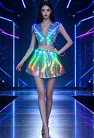 Robe deux pièces holographique irisée à LED, haut et jupe lumineux à couleurs changeantes, tenue de DJ de boîte de nuit et de défilé de carnaval