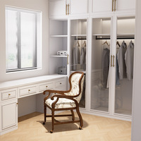 Armoire BOWEIYA de style français, luxueuse, laquée, de la plinthe au plafond, 3 tiroirs, 5 étagères, moderne, sur mesure, en bois massif, pour chambre à coucher