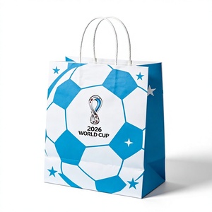 Sacs cadeaux en papier écologiques réutilisables personnalisés pour les fans de sport, pour le football et le soccer, pour une utilisation en supermarché - Product Image 1