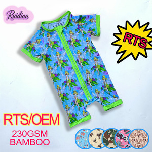 Ruidian Summer Bamboo Fiber Baby Short Zippy Romper Princess &amp; Cartoon Print Zipper Jumpsuit RTS Ready to Ship Infant Wear - Product Image 2