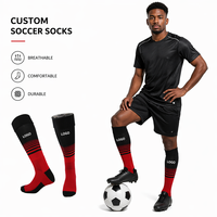 Chaussettes de football en coton à épaisseur standard pour jeunes, adultes et enfants, tricotées, antidérapantes, design personnalisé, hauteur genou, collection printemps