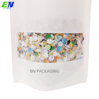 Stock de sacs recyclables en papier kraft brun Doypack pochette fenêtre sulfurisée pour sucre thé emballage d'aliments pour animaux de compagnie pour sérigraphie Logo