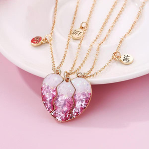 Collar Infantil con Diseñ<span class=keywords><strong>o</strong></span> de Delfín y Corazón con Efecto de Gota de Aceite, Regalo para Mejores Amigos - Product Image 6