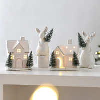 Ornement de Noël NUCHI en céramique lumineuse, style moderne et minimaliste, pour maison de campagne, cerf, décoration d'arbre de Noël