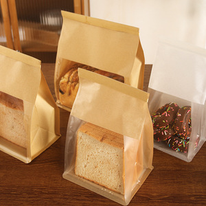 Sacs à pain en papier kraft imprimés sur mesure avec fenêtre transparente et fermeture à lien métallique, sacs d'emballage alimentaire de qualité alimentaire pour pain de mie, pain grillé et baguette - Product Image 4