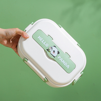 Niedliche Panda-Bento-Lunchbox aus Edelstahl 304 mit 2 Fächern, Besteck und Thermotasche