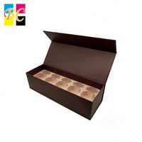 Boîte d'emballage de parfum personnalisée avec plateau moulé, emballage de boîte d'huile essentielle, luxe, brun mat, couvercle rabattable pour ensembles de flacons
