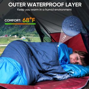 Saco de Dormir Tipo Momia para Adultos, para Acampar al Aire Libre, Transpirable, de Poliéster Azul, Longitud Estándar, Portátil - Product Image 6