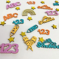 Confettis en bois super scintillants pour la rentrée scolaire, lettres ABC arc-en-ciel, paillettes colorées pour enfants, sequins numériques aux couleurs vives