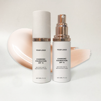 Fond de teint liquide waterproof couvrant, fond de teint changeant de couleur, maquillage 4 en 1, soin de la peau SPF, fond de teint changeant de couleur