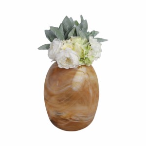 Vaso ovale in vetro con finitura effetto marmo per l'arredamento del soggiorno - Product Image 2