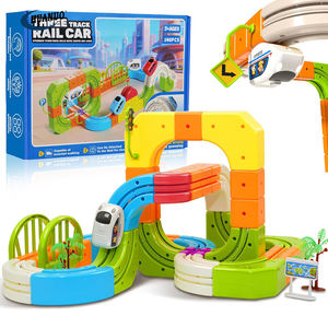 Regalo STEM para Pascua, Pista de Carreras Flexible de 3 Vías, Juego de Construcción de Vías de Tren 3D, Bloques de Pista de Carreras, Juguetes de Tren Eléctrico para Niños - Product Image 1