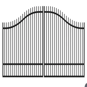 Barato alta qualidade desenhos picket fence painéis de cerca de metal forjado ferro e portão