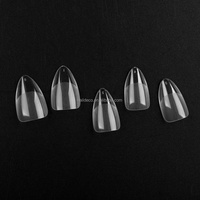 15 Tailles Grandes Pointes en Gel Souple pour Ongles Courts Amande, Faux Ongles Transparent Semi-Givré pour Nail Art DIY, Vente en Gros