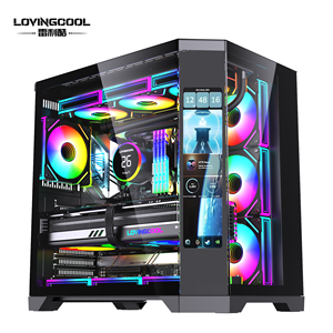 Lovingocool màn hình quá khổ PC trường hợp Acrylic Kính EATX Gamer Máy tính để bàn máy tính trường hợp tủ <span class=keywords><strong>RGB</strong></span> <span class=keywords><strong>Fan</strong></span> 360mm Chất lỏng mát tản nhiệt - Product Image 1