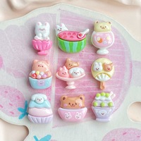 Mini watermeloen konijntje beer ijsje mungboon ijslolly plastic hars DIY accessoires romige lijm telefoonhoesjes haarclips dieren