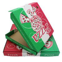 Großhandel E Flöte Take Away Schwarz Custom Print Pizza Boxen Fast Food Karton Pizza Verpackungs box