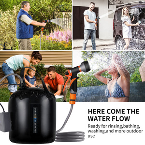 Douche de camping portable, pompe à air rechargeable, douche de camping électrique extérieure, chauffage solaire, thermomètre intégré - Product Image 4