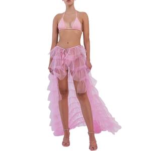 Robe de bal <span class=keywords><strong>Tutu</strong></span> en mousseline de soie au crochet pour femmes robe Maxi <span class=keywords><strong>jupe</strong></span> longue décontractée transparente couches à volants fente maille mariages à séchage rapide - Product Image 2