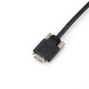 Cable USB 3.0 de 5 Gbps, Tipo A a Micro B en Ángulo Recto de 90 Grados, con Montaje en Panel y Bloqueo, Transferencia de Datos - Product Image 2