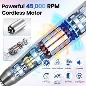 Taladro Eléctrico para Uñas 45000 RPM Recargable con Motor sin Núcleo, Taladro para Uñas Resistente al Agua para Uñas Acrílicas, Kit de Taladro Eléctrico Portátil - Product Image 2