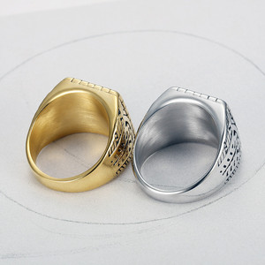 Anelli di <span class=keywords><strong>gioielli</strong></span> <span class=keywords><strong>arabi</strong></span> anello da Cocktail da uomo alla moda anello da Cocktail in acciaio inossidabile geometrico placcato nero supporto in argento inciso 18k 16*19mm - Product Image 5