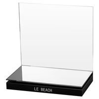 Support de présentation de comptoir personnalisé en acrylique moderne avec base miroir argentée pour cosmétiques, maquillage et soins de la peau, amovible et réutilisable